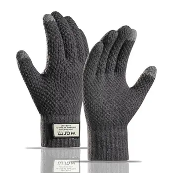 Winter-Touchscreen-Strickhandschuhe für Männer und Frauen, thermische weiche Samtstrickhandschuhe zum Laufen