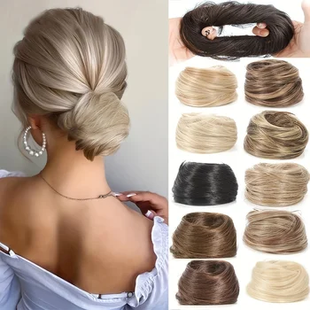 Synthetischer Chignon, elastisches Gummiband, künstlicher Haarknoten, zum Anklipsen auf der Haare