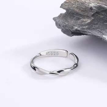 Mode 925 Sterling Silber Einfache Twisted Wire Ringe Für Frauen Hochzeit Edlen Schmuck Geschenk