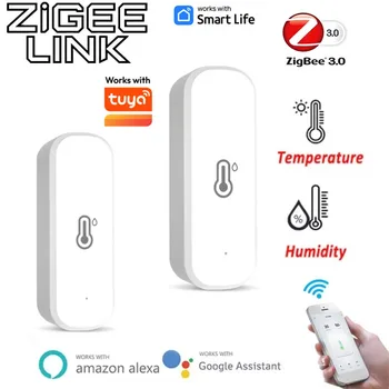 Zigbee 3.0 Smart Temperatur- und Feuchtigkeitssensor, batteriebetrieben, APP-Fernüberwachung, Sprachsteuerung