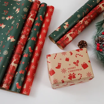 Weihnachtsgeschenkverpackungspapier Kraft Glänzend Optionen DIY Feiertagsparty-Verpackung Festliche