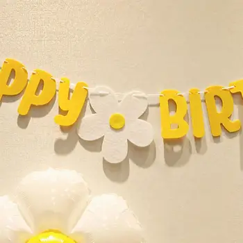Babyparty Daisy Happy Birthday Banner Weiße Blume Geburtstag Geburtstagsschild Girlande Dekoration Happy Daisy