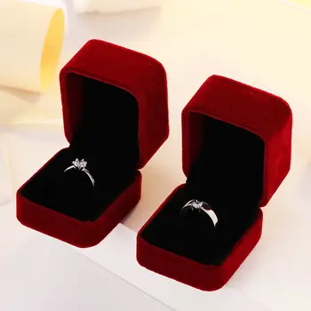Platz Rot Verlobung Samt Ohrring Ring Box Organizer Für Valentinstag Geschenk Hochzeit Ring Vitrine Schmuck