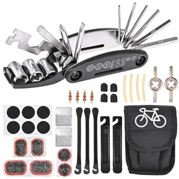 Fahrrad-Reparaturwerkzeug-Set Tragbares Fahrrad-Multitool-Set mit Luftpumpe und Reifenreparaturset