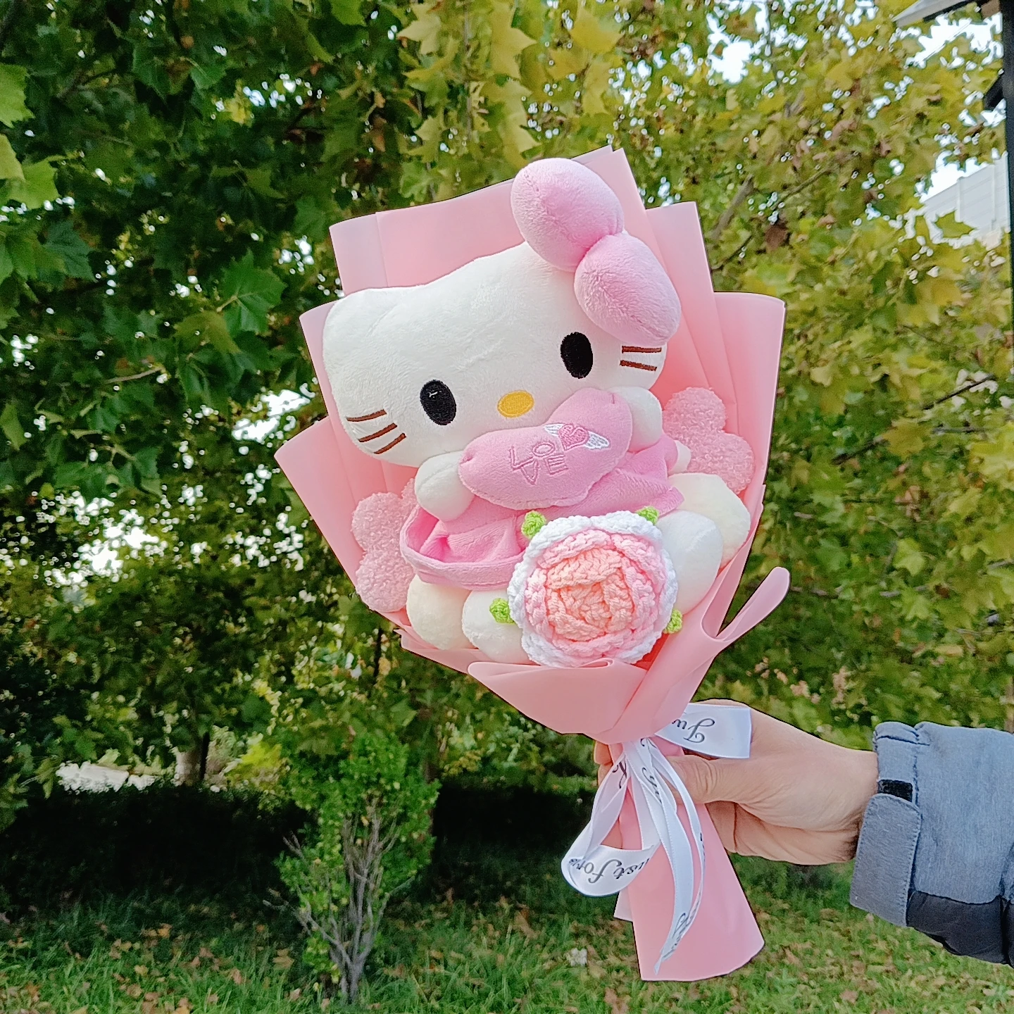 Hello Kitty Cartoon Plüschstrauß Anime Rose Blumen Puppe – Bild 6