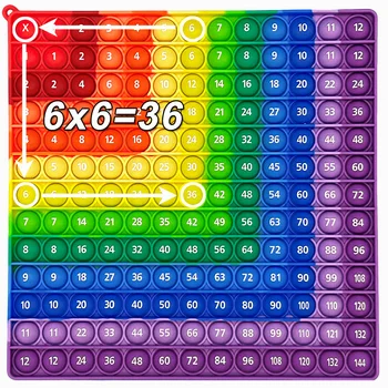 Bunte 12x12 Multiplikation Push Bubble Fidget Toys, Times Table Mathematik-Lehrmittel Lernspielzeug Geschenke