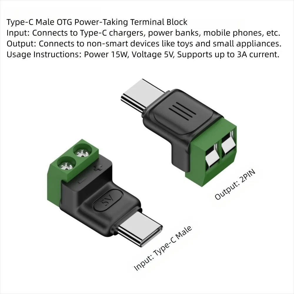 Lötfreier USB-C auf 2-Pin-Anschlussadapter mit Schraubklemme