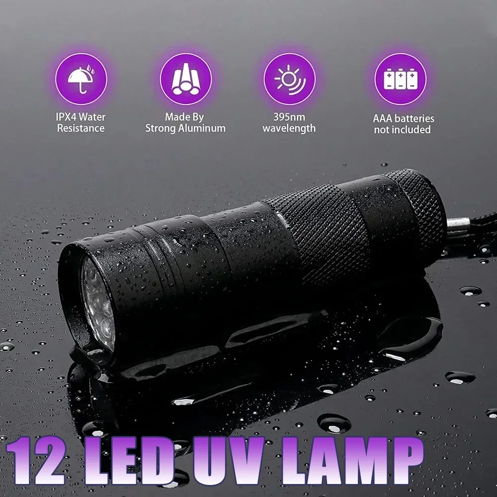 9/12 LED tragbare UV-Taschenlampe, Schwarzlicht, 395 NM – Bild 2