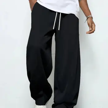 Schwere, atmungsaktive Sport-Jogginghose für Herren, elastische Kordelzug-Taille, lockere, gerade