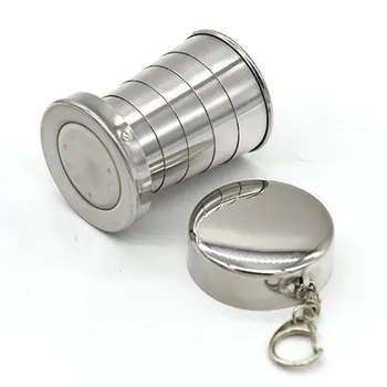 Outdoor Tragbare Outdoor Camping Tragbare Metall Edelstahl Teleskop Tassen Klapp Tassen Getränke Tassen