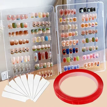 Leere Aufbewahrungsbox für Nägel zum Aufdrücken, Verpackungsset für künstliche Nägel mit doppelseitigem
