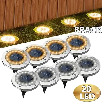 Solar Lichter Outdoor 8/20LEDs Disk Unterirdischen Lampe Scheinwerfer Vergraben Solar Licht für haus Garten