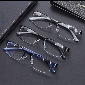 BEGREAT Anti-Blaulicht-Lesebrille Weitsichtbrille Flexibler Metall-Halbrahmen Geschäfts-Lesebrille