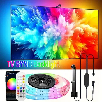 PC/TV SYNC Hintergrundbeleuchtung RGBIC LED Streifen Lichter mit Farbfassungssensor Bluetooth Musik SYNC USB