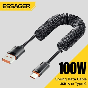 Spiralkabel USB-C auf USB-C 100 W PD fürs Auto, für iPhone und iPad