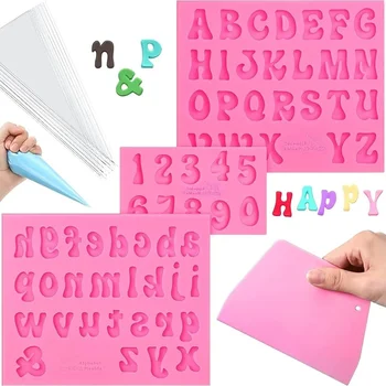 DIY Arabische Ziffern Englisch Alphabet Silikon Form Handgemachte Schokolade Gebäck Kuchen Dekoration Backen