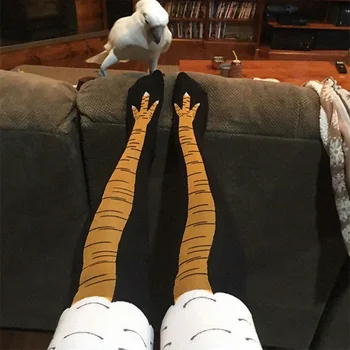 Männer Lustige 3D Huhn Socken Drucken Cartoon Cosplay Hohe flexibilität Oberschenkel Hohe Socke Baumwolle Mode