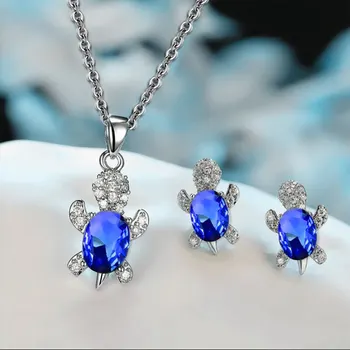 Versilbertes Halsketten-Ohrring-Set für Damen, leicht, luxuriös, modischer Stil, Schildkrötenform (3 Stück)