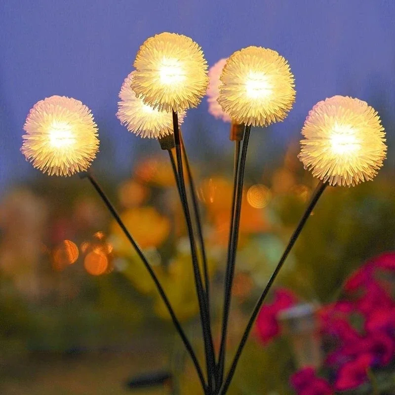 Solar-Löwenzahn-Lichter, 6 Köpfe, immer an/blinkende