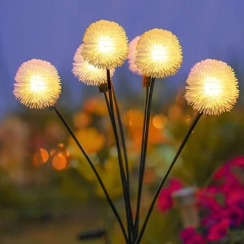 Solar-Löwenzahn-Lichter, 6 Köpfe, immer an/blinkende Rasenlampe, LED-Landschaftsbeleuchtung, Gartendekoration