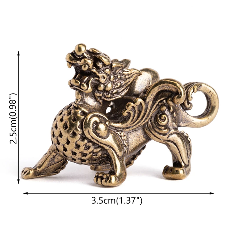 Antike kupfer chinesische mythische Tier Pixiu Miniatur – Bild 6