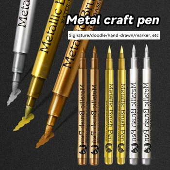 Pinsel Metallic Marker Stifte Gold Silber Kupfer Permanent Kunst Farbe Marker Stift für Handwerk Scrapbooking