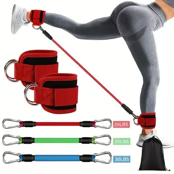 Bein-Widerstandsband-Set für Hüftkrafttraining, Laufen, Fitness, Knöchel-Widerstandsband, Yoga (6 Stück)