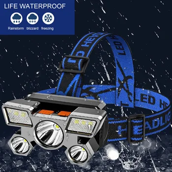 USB Aufladbare Scheinwerfer Tragbare 5LED Scheinwerfer Gebaut In Batterie Taschenlampe Tragbare Arbeits Licht