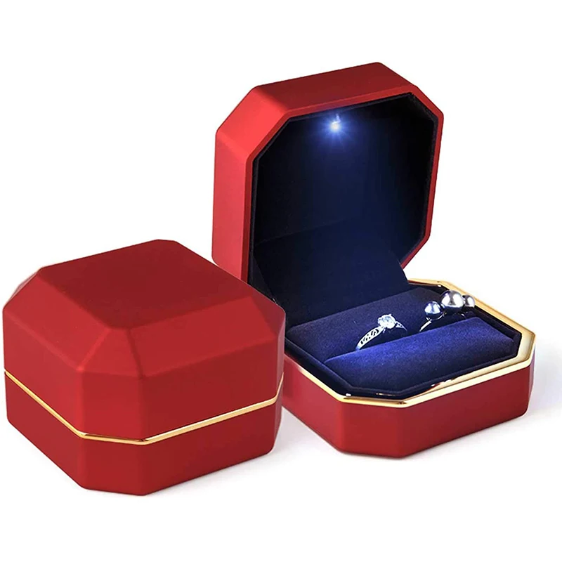 1 Stück LED Schmuck Ring Box Luxus Samt Gummi Halskette – Bild 3