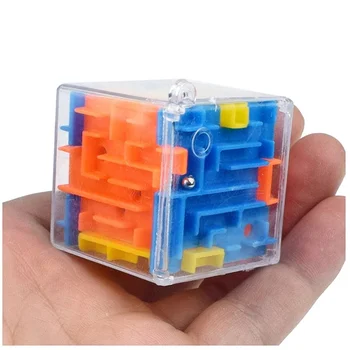 Mini 3D Labyrinth Zauberwürfel Sechsseitige Transparente Puzzle Geschwindigkeit Cube Rolling Ball Würfel