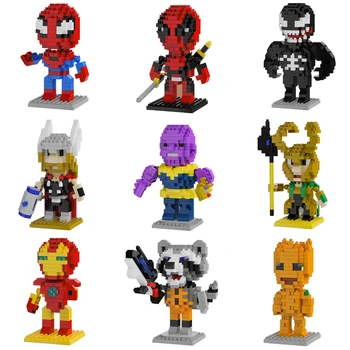 Marvel Legends Bausteine, Deadpool, Spider-Man, Iron Man, Loki, Cartoon-Figuren, Spielzeug für Kinder