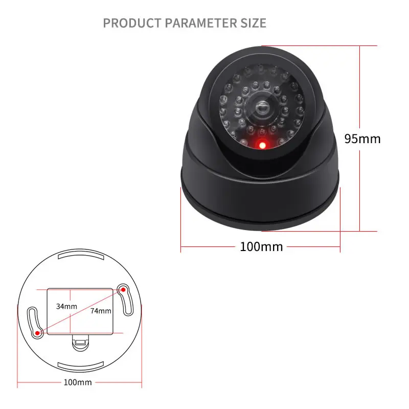 Neue rote blinkende LED-Licht schwarz/weiß Dummy Conch Kamera – Bild 4