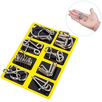 Metall Montessori Puzzle Draht IQ Geist Gehirn Teaser Puzzles Erwachsene Interaktive Spiel Reliever (8 Stück)