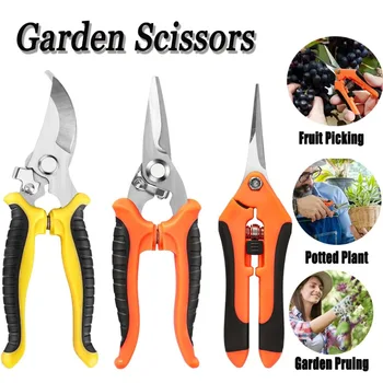 Gartenscheren-Set, Gartengerät, Schere aus Edelstahl, professionelle Gartenschere mit rutschfesten (3 Stück)