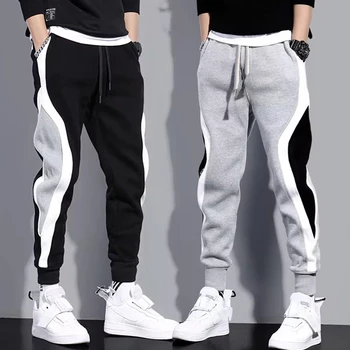 Herbst Herren breite lose Freizeit hose Herren Patchwork Neun-Punkt-Sport elastische Seil atmungsaktive