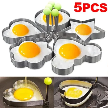 Edelstahl Spiegelei Form Herz Pfannkuchen Maker Frühstück Backen Omelett Ringe Kochen Werkzeuge Küche Zubehör