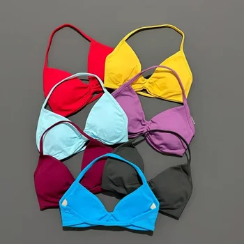 HISTELLO Träger-BH, Fitnessstudio-Top für Damen, hohe Unterstützung, dünner Träger, Neckholder, Sport