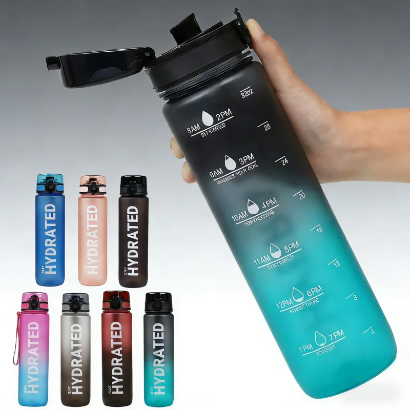 1L Wasserflasche, tragbare Sportwasserflasche, hübsche