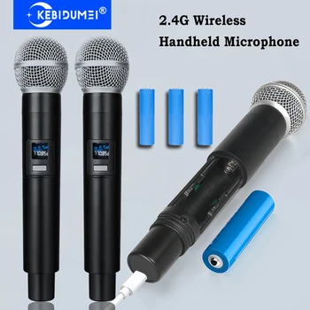 2,4 G Drahtloses Mikrofon 2 Kanäle UHF Handmikrofon Mikrofon Wiederaufladbares Mikrofon für Karaoke Live