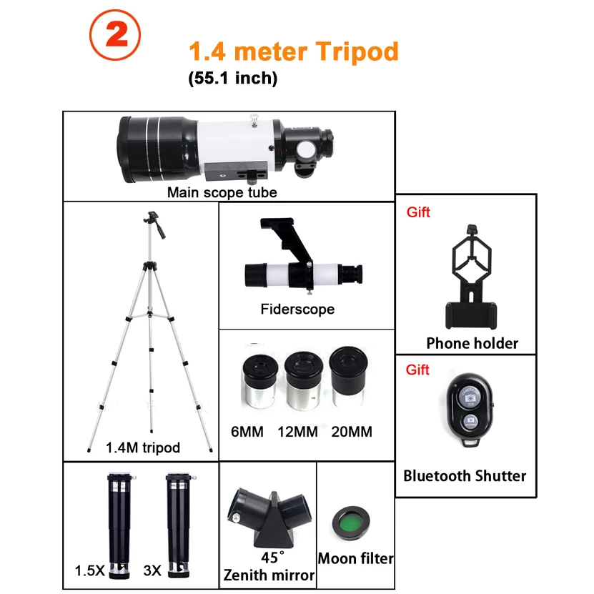 Professionelles astronomisches Teleskop F30070, Monokular – Bild 5
