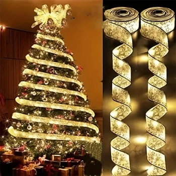 Lichterkette für den Innenbereich, batteriebetriebenes Weihnachtsband mit Lichtern, Weihnachtsbaum-Zubehör