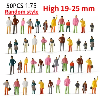 1:75 Modell-Miniaturfiguren, Modellmaßstab 19-25mm, bemalte Szenen, Modellbau-Menschenfiguren (50 Stück)