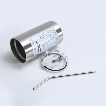 600ML Edelstahl 304 Isolierbecher mit Strohhalm, doppelwandiger, wiederverwendbarer Trinkbecher für Eiskaffee