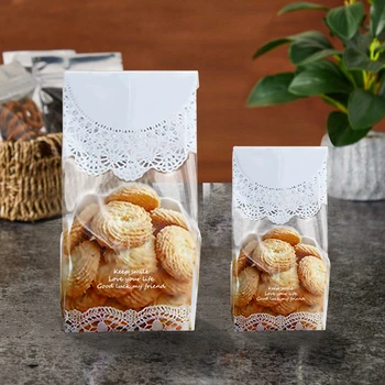 Weiße Spitze Cookie Keks Tasche Hochzeit Geschenk Süßigkeiten Cupcake Hand Made DIY Weihnachten (50 Stück)