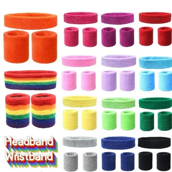 Mode Sport Stirnband und Armband Handtuch Set Schweißband Baumwolle Handgelenk Band Armschienen für Frauen