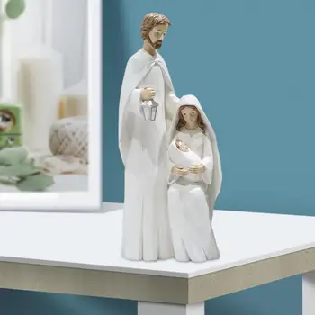 Weihnachten Heilige Familie Figuren Stück Krippe Figur Holz Weihnachten Religiöse Kunst Dekor Statue Geeignet