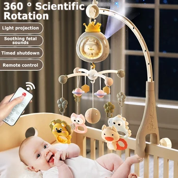​ Babybett-Mobile mit Projektor und Nachtlicht, ferngesteuertes, musikalisches rotierendes Spielzeug