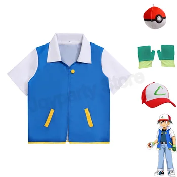 Erwachsene Ash Ketchum Kostüm für Halloween Männer Anime Trainer Cosplay Frauen Disfraz Party Blaue Jacke