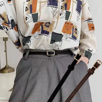 Frauen Luxus Design Pu Ledergürtel lässig Retro dünne Gürtel vielseitige Jeans Hüftgurt
