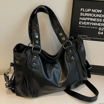 Retro Marke Geräumige Schulter Tasche Weibliche Luxus Einfarbig Klassische Umhängetasche Große Kapazität Stil